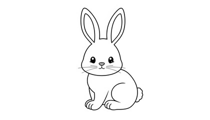 Cute Cartoon Rabbit Outline for Coloring Pages and Crafts