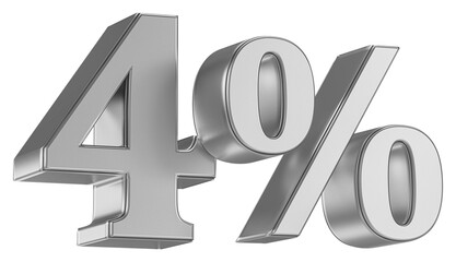 4 Percent Off Sale . Silver Number Promotion