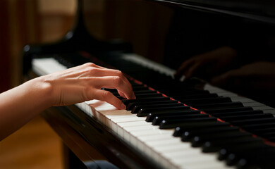 Obraz premium Close-up of woman playing the piano.