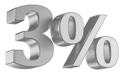 3 Percent Off Sale . Silver Number Promotion