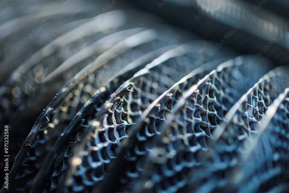Poster cpu cooler fins are forming a repetitive pattern, creating an abstract background with a technologic