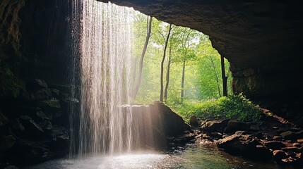 Waterfall within cave
