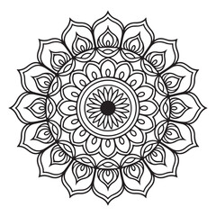 Circular pattern in the form of a mandala. Henna tatoo mandala. Mehndi style.Mandala Line Illustration