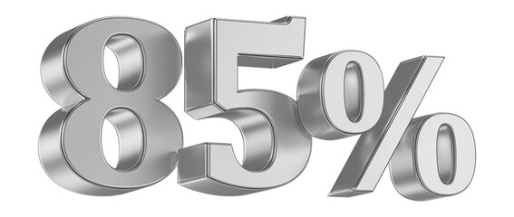 85 Percent Off Sale . Silver Number Promotion
