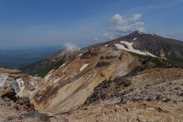 上ホロカメットク山 山頂からの十勝岳　残雪期北海道登山