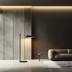 Modern Living Room Interior Design with Floor Lamp and Sofa