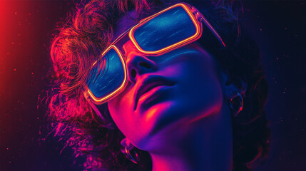 Vintage Neon Lights Poster with Grain Effect	80s, retro, 80s, neon colors, vibrant, poster, grainy texture, nostalgic, bold typography