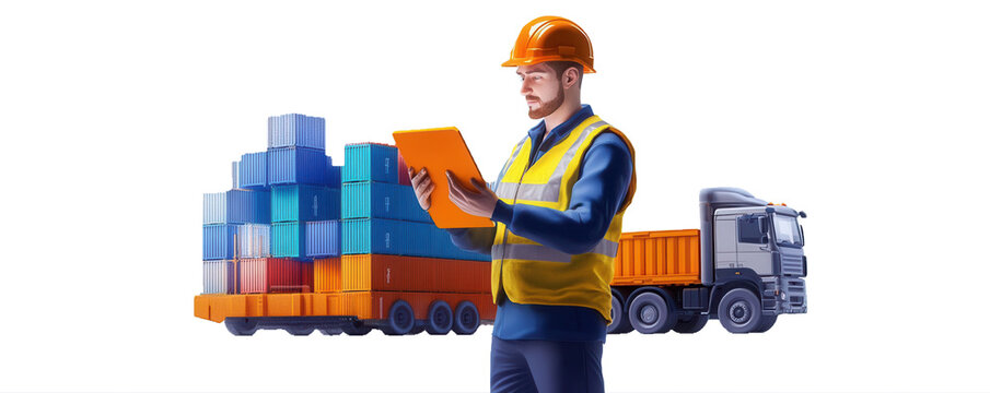 Logistics manager, illustration on transparent background