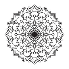 Circular pattern in the form of a mandala. Henna tatoo mandala. Mehndi style.Mandala Line Illustration