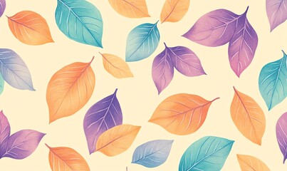Autumn Leaves Seamless Pattern, Nature Vector Illustration, Floral Design, Fall Foliage Wallpaper