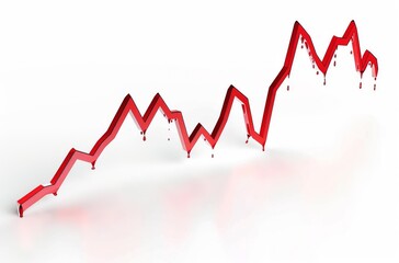 A dynamic red graph depicting fluctuating trends, representing financial data and market performance in a visually striking way.