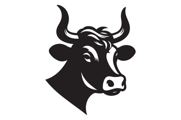 Cow head clipart silhouette 3.eps