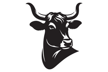 Naklejka premium Cow head clipart silhouette 8.eps