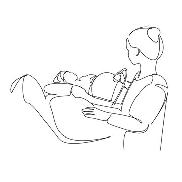 pregnant woman ultrasound examination line art clip art preview