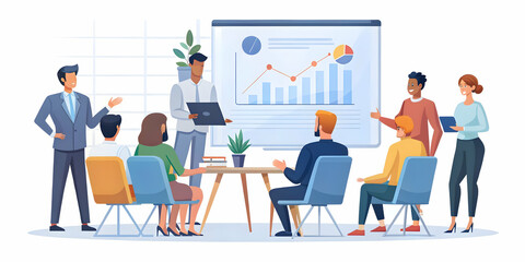 Engaging Flat Candid Financial Education Workshop Vector Illustration: Participants Discussing Spending, Savings, and Profits