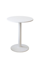 White round wooden table isolated on white background with clipping path.