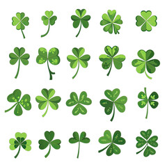 set of four clover on transparent background png