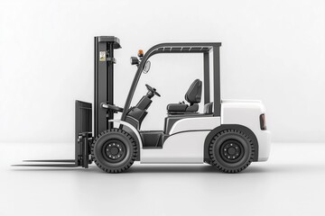 white forklift isolated on white background