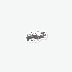 Sprout in hand icon sticker isolated on gray background