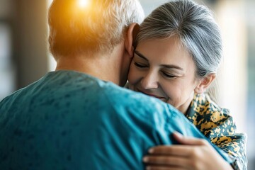 A heartfelt embrace between two individuals, showcasing warmth and connection in a tender moment of affection.