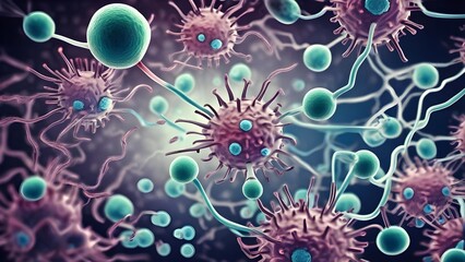 Virus and bacteria cells in a medical science illustration