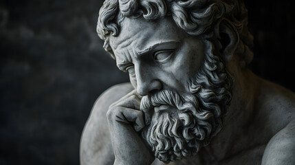 Greek sculpture of a historical philosopher, greek art cultur, concept for stoicism, head bust of a stoic man