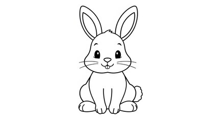 Cute Rabbit Cartoon Illustration for Kids Coloring Pages