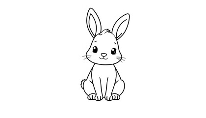 Cute Rabbit Cartoon Illustration for Kids Coloring Pages