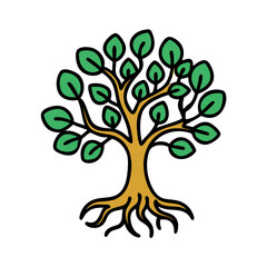 Obraz premium Tree of Life Brown and Green Icon