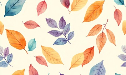 Obraz premium Autumn colorful Leaves Seamless Pattern Vector Illustration