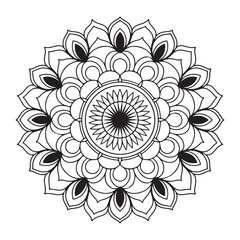 Circular pattern in the form of a mandala. Henna tatoo mandala. Mehndi style.Mandala Line Illustration