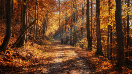 Obraz premium autumn forest in the morning