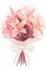 Obraz premium Elegant Bouquet of Pink Lilies Wrapped in Pale Pink Paper