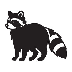 Obraz premium Raccoon silhouette Clipart - Raccoon vector illustration in black and white 