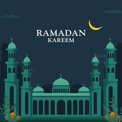 Ramadan kareem with beautiful mosque background