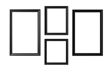 set of frame mockup black border isolated on transparent or white background, png 