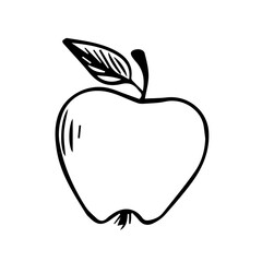 Apple in doodle style isolated on white background.