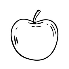 Apple in doodle style isolated on white background.
