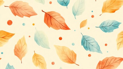 Obraz premium watercolor Autumn leaves seamless pattern for vibrant fall decor