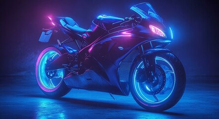 Fototapeta premium Futuristic Motorcycle in Neon Lights