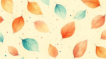 Obraz premium watercolor Autumn leaves seamless pattern for vibrant fall decor