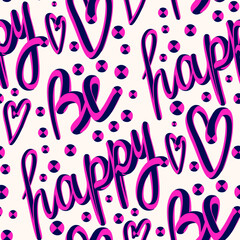 Seamless doodle-style pattern with the inscription 