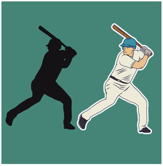 baseball player silhouette vector illustration batting do home run