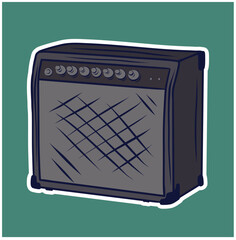 Guitar amplifier vector illustration,print for tee-shirt and graphic design, Musical instrument sales business