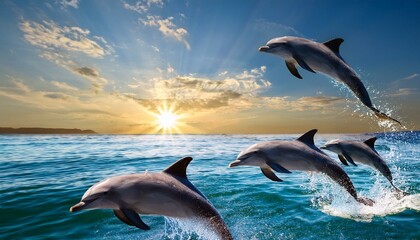 Fototapeta premium dolphin jumping into the water