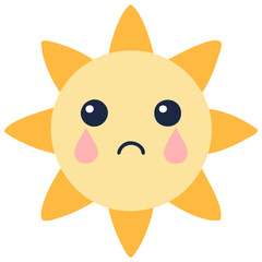 Cute suns, Sunshine emoji crying with tears and sad expression