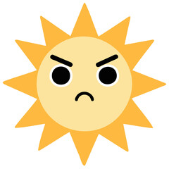 Cute suns, Sunshine emoji angry with a frown and furrowed eyebrows