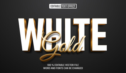 Editable 3d text style effect - White Golden Premium Bold text effect Template