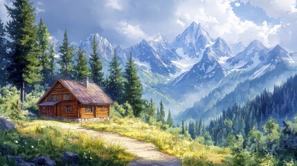 Scenic Mountain Trail in Summer Meadow - Hiking Adventure Awaits