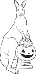 Kangaroo Halloween Pumpkin Animal Vector Graphic Art Illustration